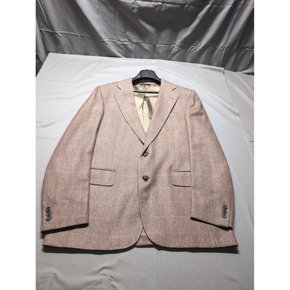 Glenwick Herringbone Blazer Sport Coat Brown Plaid Wool Blend Mens Size 41L - Picture 1 of 8